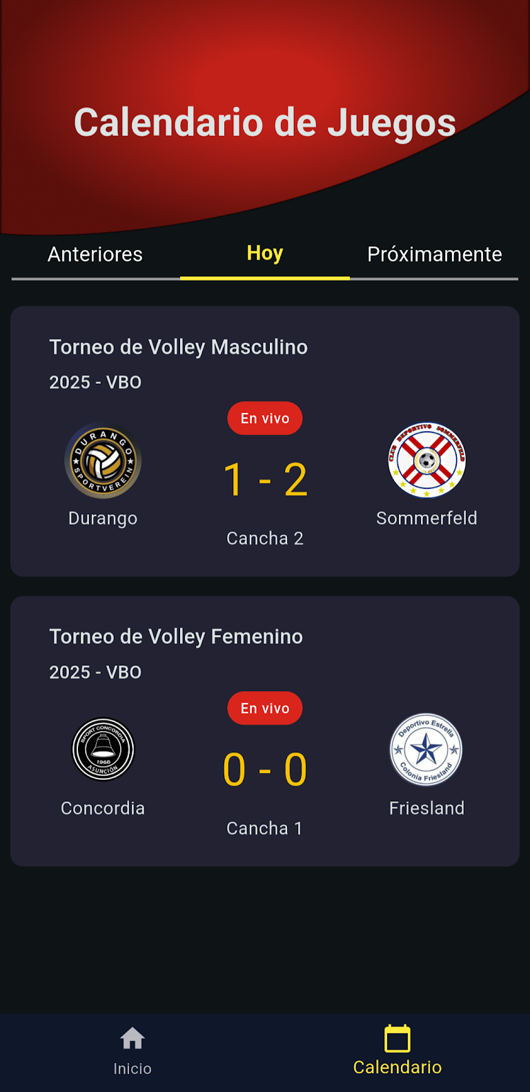 Calendario de Juegos